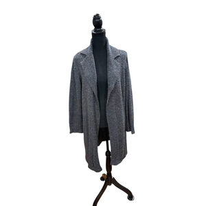 Jana Cardigan Sweater Womens XL Gray Long Open Front Knit Collar Duster Cozy